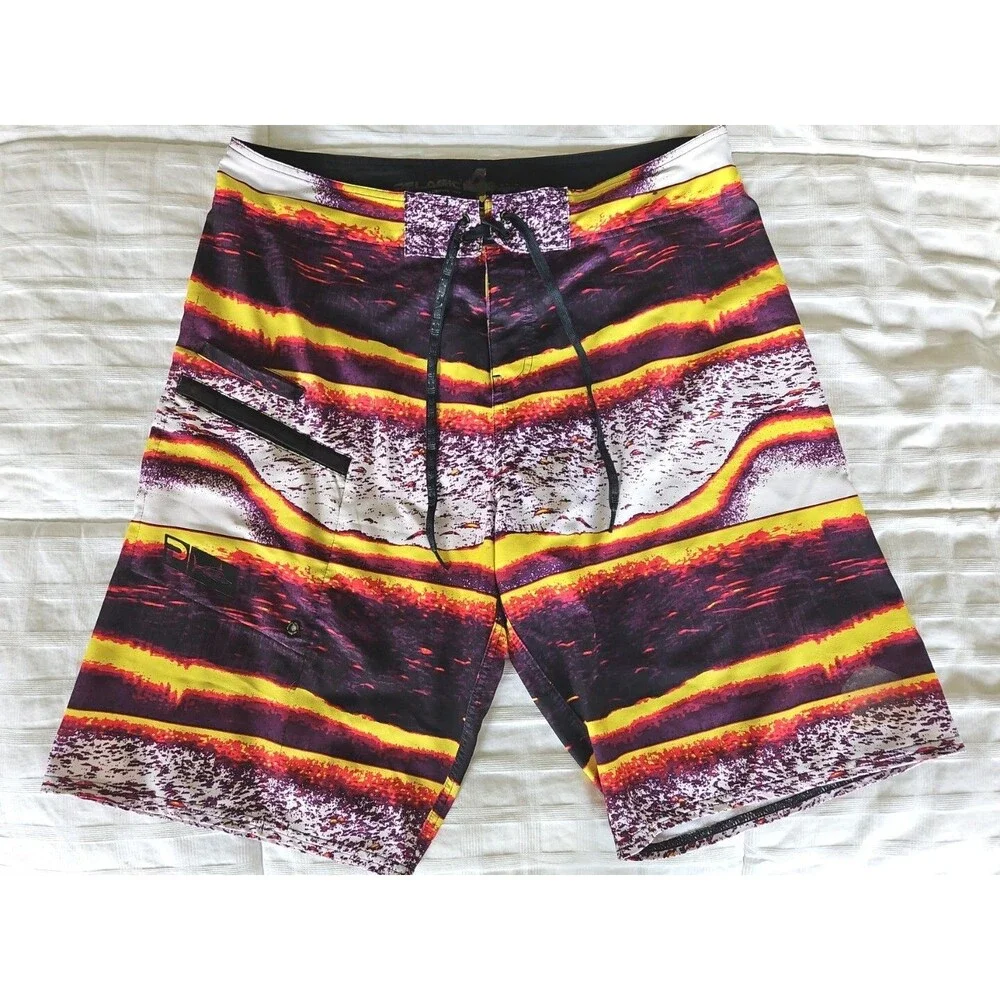 Pelagic High Performance 4 Tek Boardshorts Drawstrings Mens 36 Down Scan Print